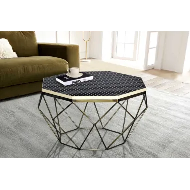 Invicta Stolik kawowy DIAMOND poliżywica mosiądz 70cm / 45215