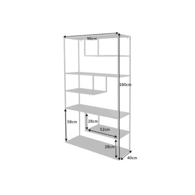 Invicta Regał Dura Steel metal czarny 90 x 180 x 40cm / 43327