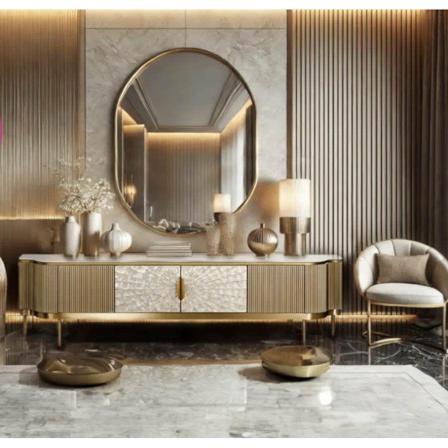 Livin Hill Stilig ST905 Komoda RTV szampańskie złoto MDF 200 x 52 x 40cm