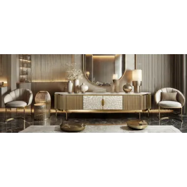 Livin Hill Stilig ST905 Komoda RTV szampańskie złoto MDF 200 x 52 x 40cm