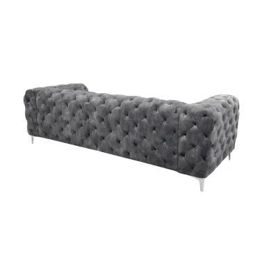 Invicta Chesterfield Sofa 3-osobowa MODERN BAROCK ciemnoszary aksamit 235cm / 45972