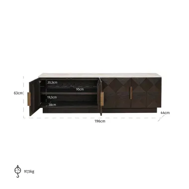 Szafka TV CLAREMONT brązowa 196 x 63 x 44cm / 7871