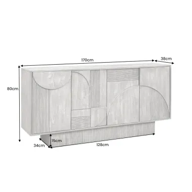 Invicta Komoda ART DECO 3D drewno mango 170cm / 45478