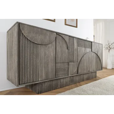 Invicta Komoda ART DECO 3D drewno mango dymione szare 170cm / 45480
