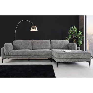 Invicta Sofa narożna MANHATTAN tkanina teksturowana szara 295 x 88 x 85cm / 44278