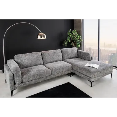 Invicta Sofa narożna MANHATTAN tkanina teksturowana szara 295 x 88 x 85cm / 44278