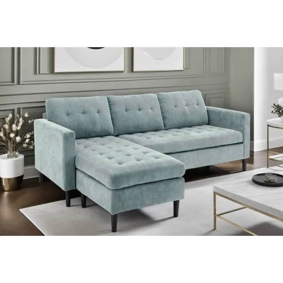 Invicta Sofa narożna STOCKHOLM aqua sztruks 220cm / 44151