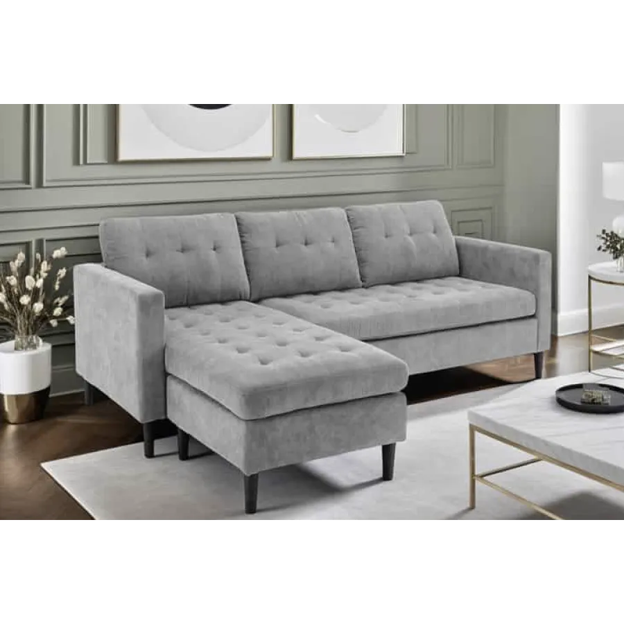 Invicta Sofa narożna STOCKHOLM szary sztruks 220cm / 44150