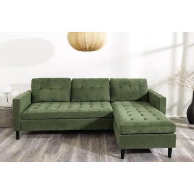 Invicta Sofa narożna STOCKHOLM zielony sztruks 220cm / 44152