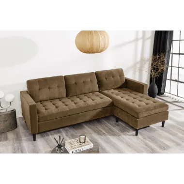 Invicta Sofa narożna STOCKHOLM brązowy sztruks 220cm / 44153