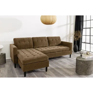 Invicta Sofa narożna STOCKHOLM brązowy sztruks 220cm / 44153