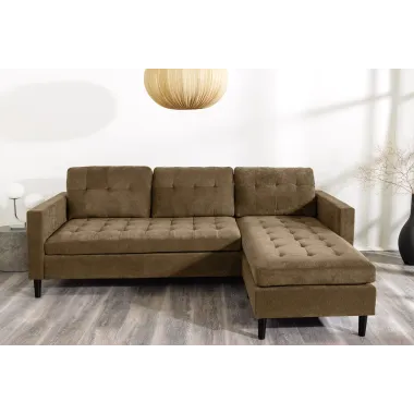 Invicta Sofa narożna STOCKHOLM brązowy sztruks 220cm / 44153