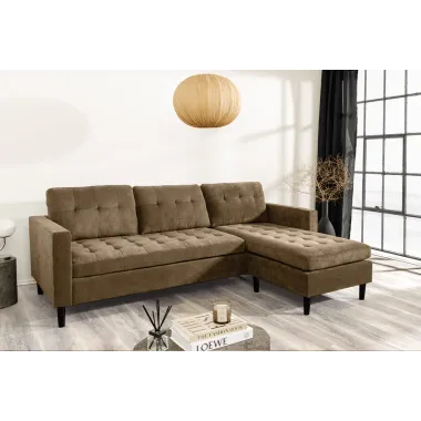 Invicta Sofa narożna STOCKHOLM brązowy sztruks 220cm / 44153