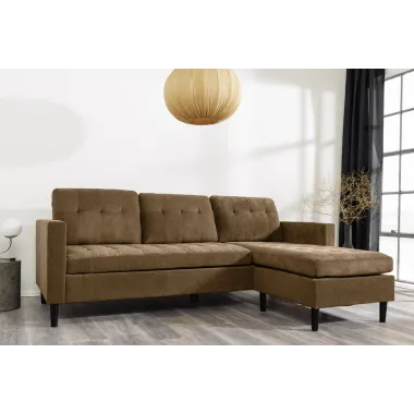 Invicta Sofa narożna STOCKHOLM brązowy sztruks 220cm / 44153