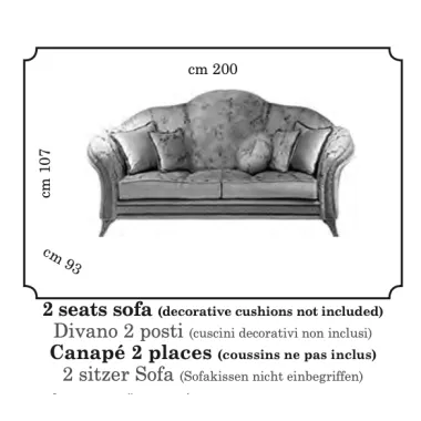 MELODIA Włoska sofa 2 osobowa 200 x 107 x 93cm / ArredoClassic