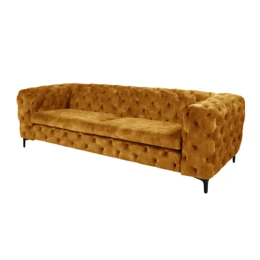 Invicta Chesterfield Sofa 3-osobowa MODERN BAROCK musztardowo żółty aksamit 235cm / 44392