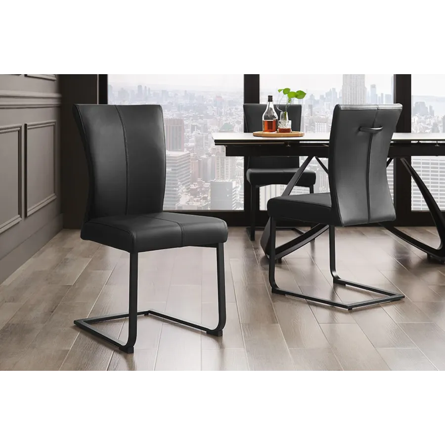 Invicta Krzesło na płozie SAMSON czarny taupe skóra 58cm / 45174