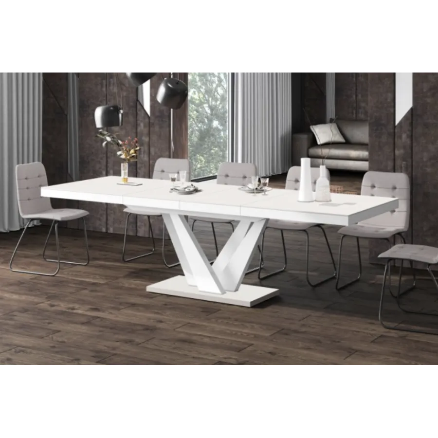 VEGAS Stół rozkładany do jadalni biały MDF 160 - 256 x 75 x 89 cm