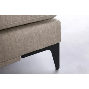 Invicta SIGNUM Kanapa narożna 3-osobowa z pufą prawa aksamit taupe 313 x 110 x 103cm / 44538