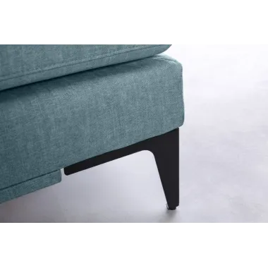 Invicta SIGNUM Kanapa narożna 3-osobowa z pufą prawa aksamit turkus 313 x 110 x 103cm / 44535