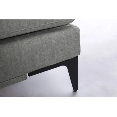 Invicta SIGNUM Kanapa narożna 3-osobowa z pufą prawa aksamit szary 313 x 110 x 103cm / 44449