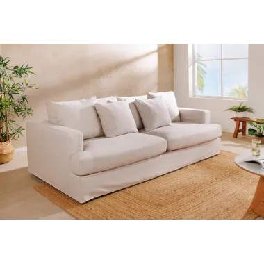 Invicta Sofa HEAVEN 3 osobowa lniana naturalna 210 x 105 x 88cm / 44448