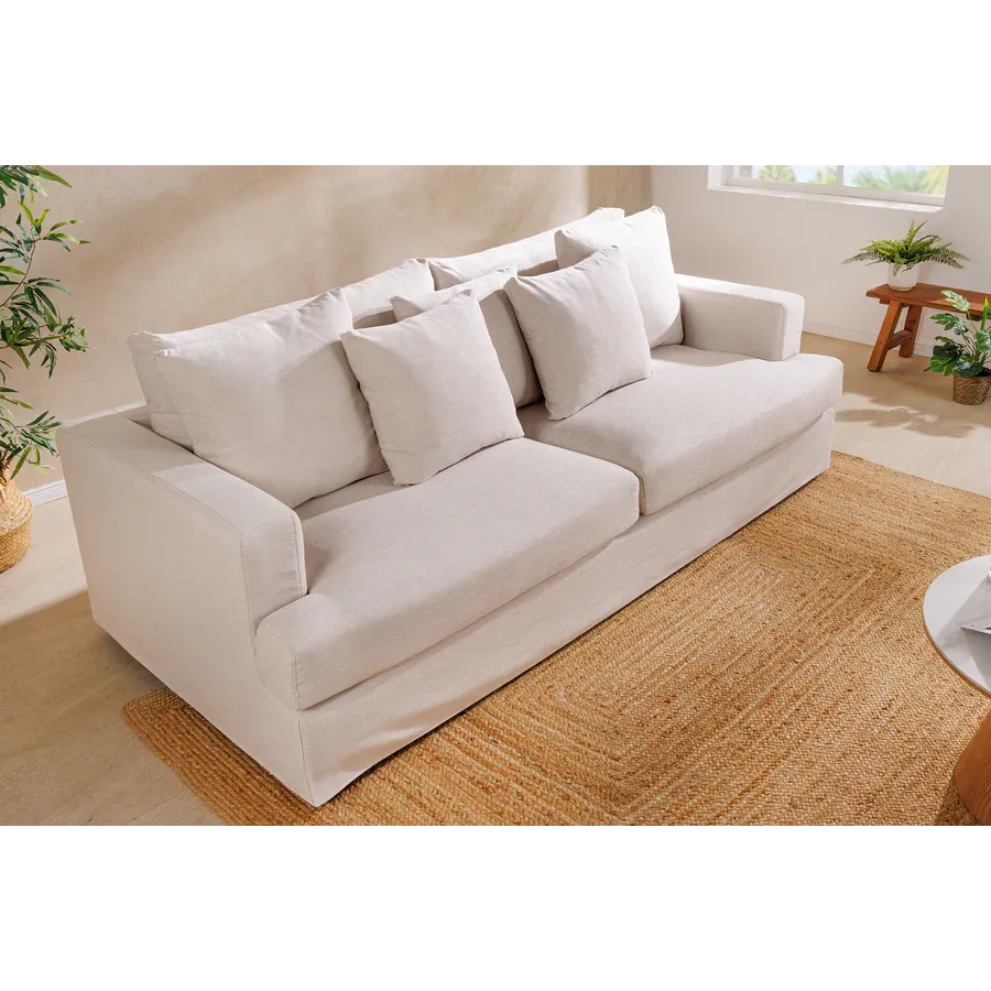 Invicta Sofa HEAVEN 3 osobowa lniana naturalna 210 x 105 x 88cm / 44448