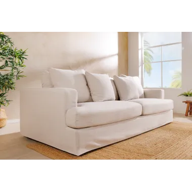 Invicta Sofa HEAVEN 3 osobowa lniana naturalna 210 x 105 x 88cm / 44448