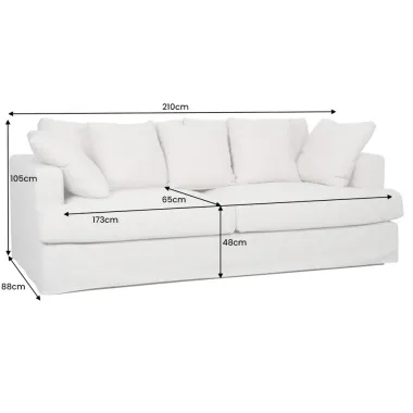 Invicta Sofa HEAVEN 3 osobowa lniana naturalna 210 x 105 x 88cm / 44448