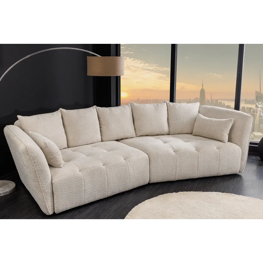 Invicta ROYAL Sofa 4 osobowa szampański beż bouclé 295 x 86 x 145cm / 44336