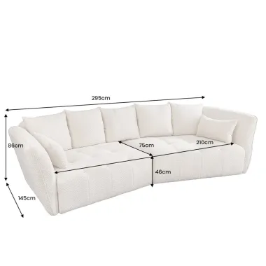 Invicta ROYAL Sofa 4 osobowa szampański beż bouclé 295 x 86 x 145cm / 44336