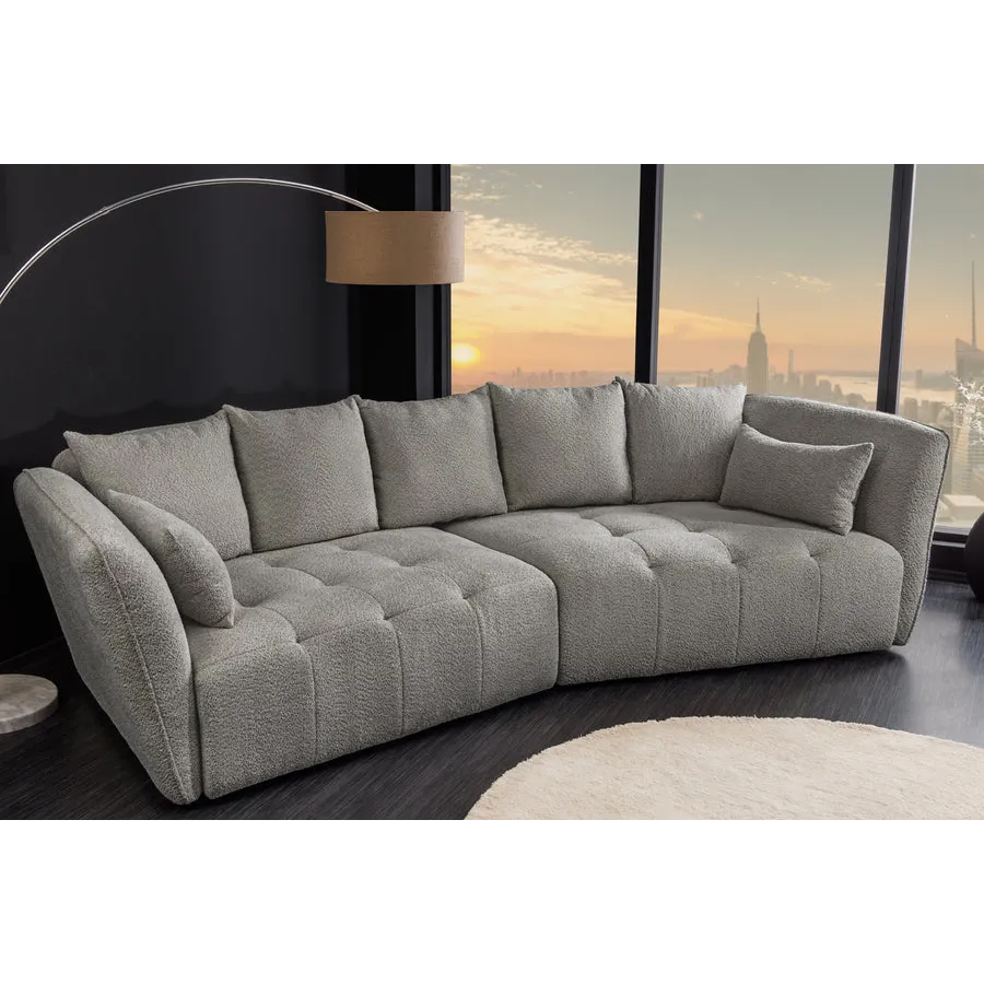 Invicta ROYAL Sofa 4 osobowa szary bouclé 295 x 86 x 145cm / 44542