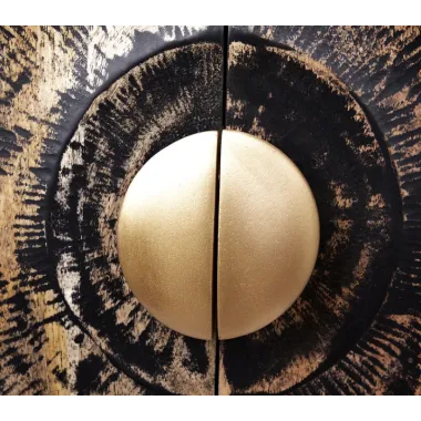 Invicta Komoda GOLDEN SUNSET czarne złoto z drewna mango 3D 140 x 75 x 38cm / 46658