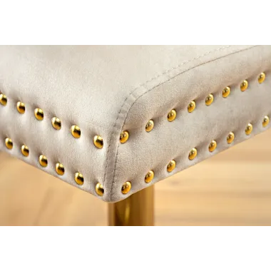 Invicta Krzesło barowe CASTLE z regulacją wysokości beżowy aksamit 51cm / 46149