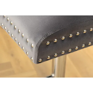 Invicta Krzesło barowe CASTLE z regulacją wysokości szary aksamit 51cm / 46150