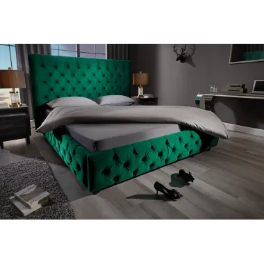 Invicta Łóżko PARIS szmaragdowo zielony aksamit 180x200cm / 41336