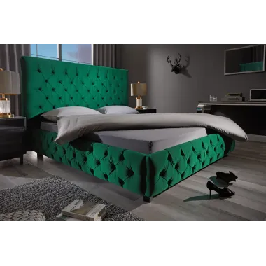 Invicta Łóżko PARIS szmaragdowo zielony aksamit 180x200cm / 41336