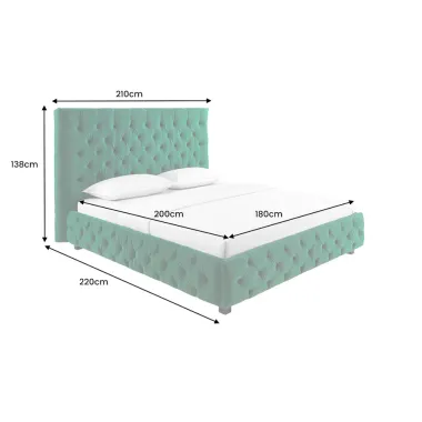 Invicta Łóżko PARIS szmaragdowo zielony aksamit 180x200cm / 41336