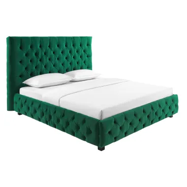 Invicta Łóżko PARIS szmaragdowo zielony aksamit 180x200cm / 41336