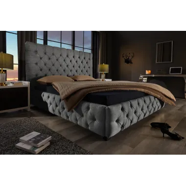 Invicta Łóżko PARIS naturalny szary len 180 x 200cm / 41327