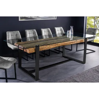 Invicta Stół do jadalni BARRACUDA teak ze szklanym blatem 220cm  / 43342