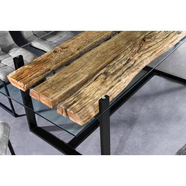 Invicta Stół do jadalni BARRACUDA teak ze szklanym blatem 220cm  / 43342