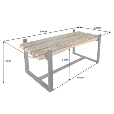 Invicta Stół do jadalni BARRACUDA teak ze szklanym blatem 220cm  / 43342