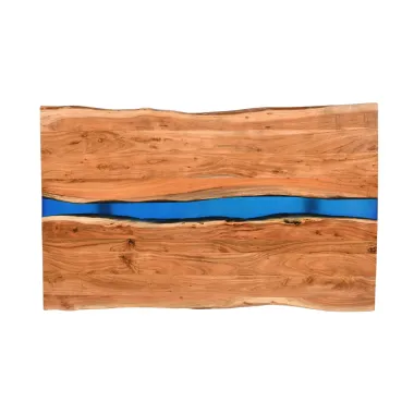 Invicta Stół do jadalni COAST akacja niebieski pasek epoksydowy 160cm / 45831
