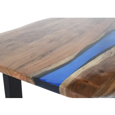 Invicta Stół do jadalni COAST akacja niebieski pasek epoksydowy 160cm / 45831