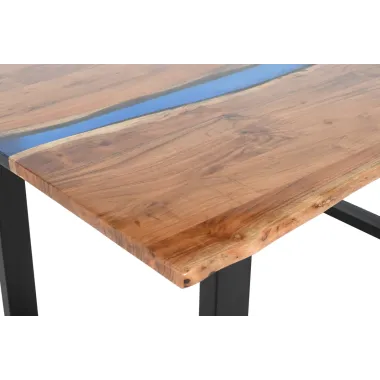 Invicta Stół do jadalni COAST akacja niebieski pasek epoksydowy 160cm / 45831