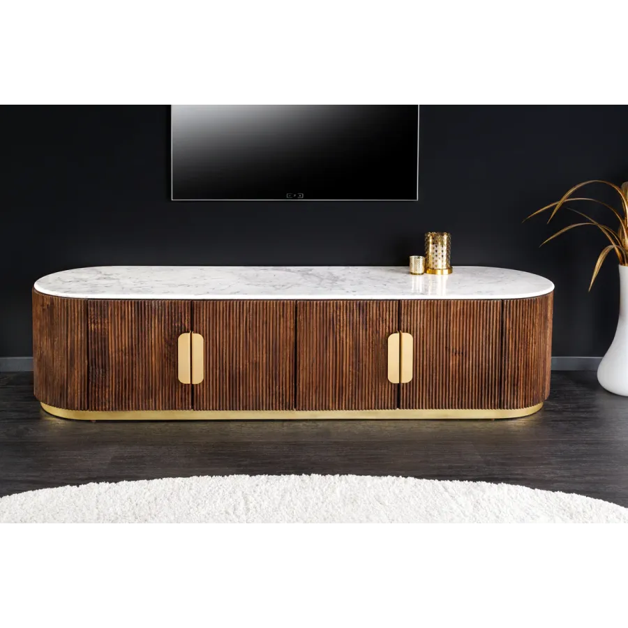 Invicta Szafka RTV GATSBY mango marmur biały 170cm / 45828