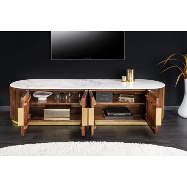 Invicta Szafka RTV GATSBY mango marmur biały 170cm / 45828