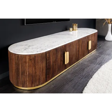 Invicta Szafka RTV GATSBY mango marmur biały 170cm / 45828