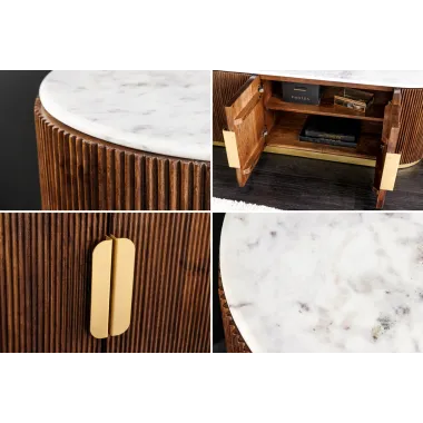 Invicta Szafka RTV GATSBY mango marmur biały 170cm / 45828